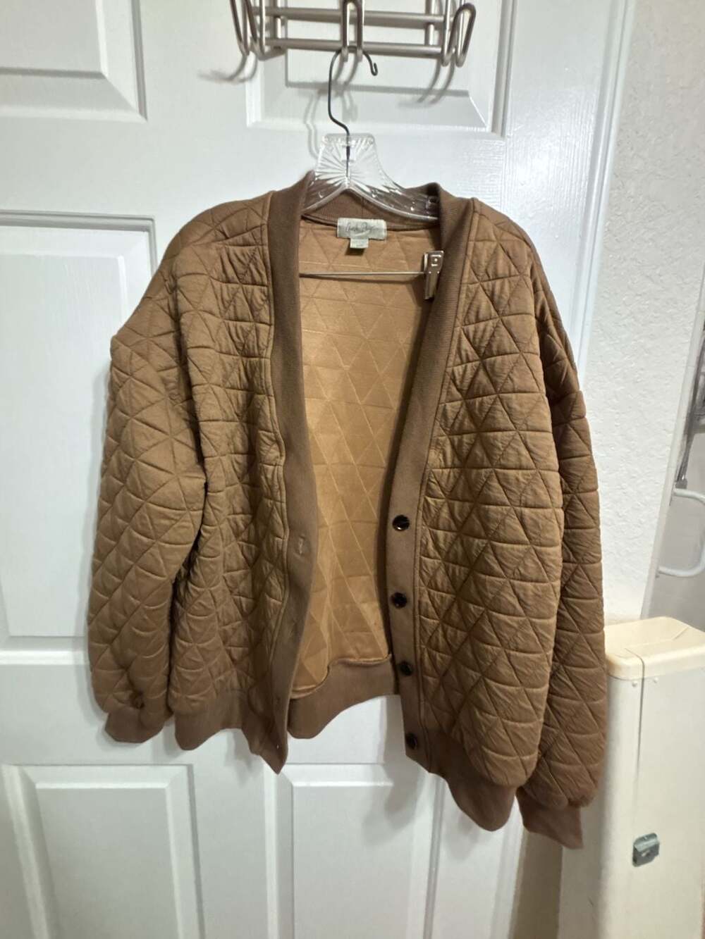 Charlie Paige Quilted Button-Front Bomber Cardigan Jacket
